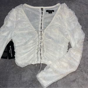 Marciano white lace on top/ shirt/ long sleeve